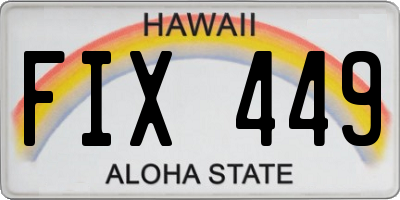 HI license plate FIX449