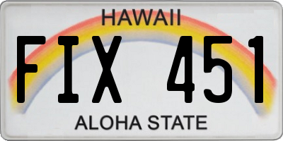 HI license plate FIX451