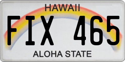 HI license plate FIX465
