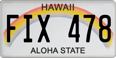 HI license plate FIX478