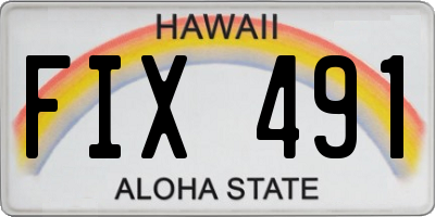 HI license plate FIX491