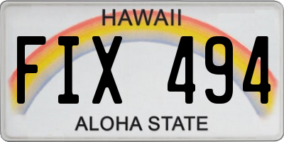 HI license plate FIX494