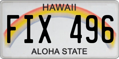 HI license plate FIX496