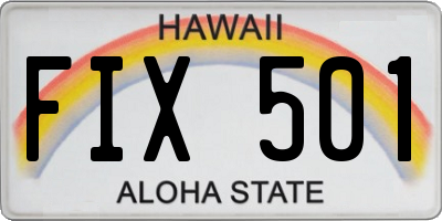 HI license plate FIX501