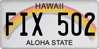 HI license plate FIX502