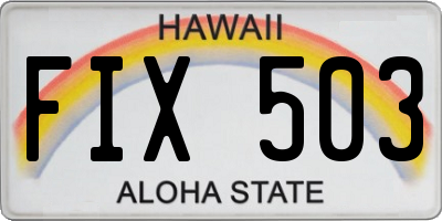 HI license plate FIX503