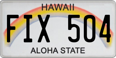 HI license plate FIX504