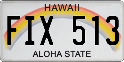 HI license plate FIX513