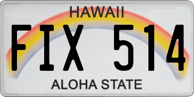 HI license plate FIX514