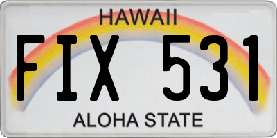 HI license plate FIX531
