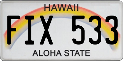 HI license plate FIX533