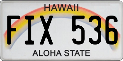 HI license plate FIX536