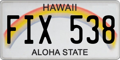 HI license plate FIX538