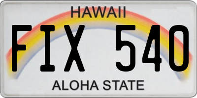 HI license plate FIX540