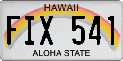 HI license plate FIX541