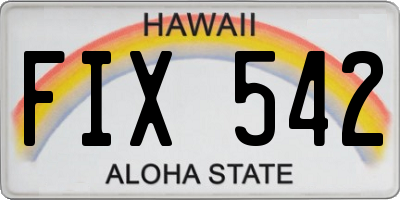 HI license plate FIX542
