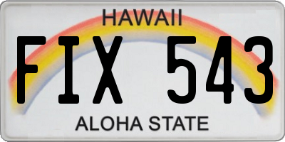 HI license plate FIX543
