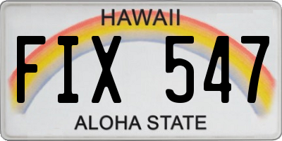 HI license plate FIX547