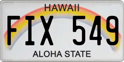 HI license plate FIX549