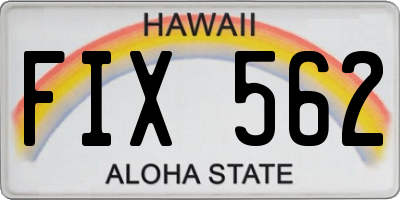 HI license plate FIX562