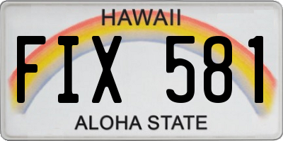 HI license plate FIX581