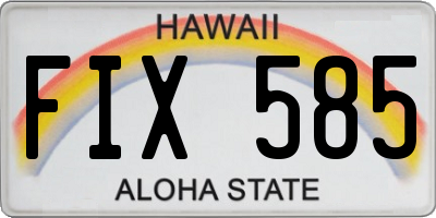 HI license plate FIX585