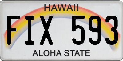 HI license plate FIX593