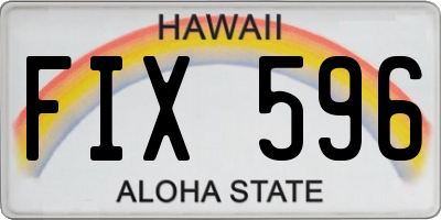 HI license plate FIX596