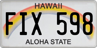 HI license plate FIX598