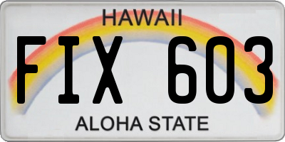 HI license plate FIX603