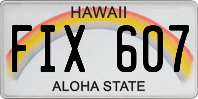 HI license plate FIX607