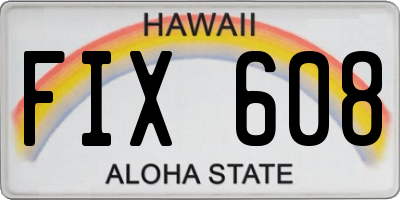 HI license plate FIX608