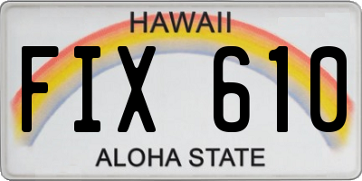 HI license plate FIX610