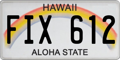 HI license plate FIX612