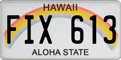 HI license plate FIX613