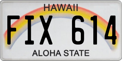 HI license plate FIX614