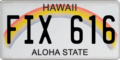 HI license plate FIX616