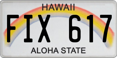 HI license plate FIX617