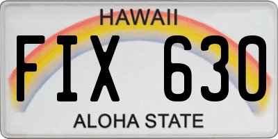 HI license plate FIX630
