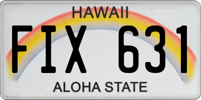 HI license plate FIX631