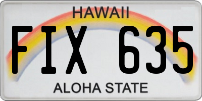 HI license plate FIX635