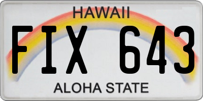 HI license plate FIX643
