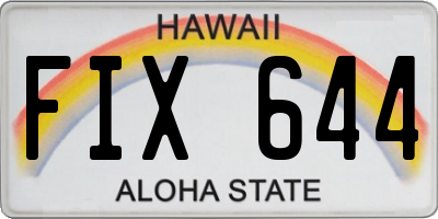 HI license plate FIX644