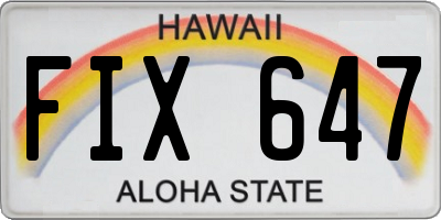 HI license plate FIX647