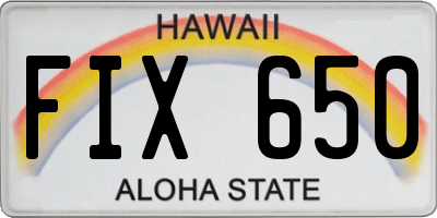 HI license plate FIX650
