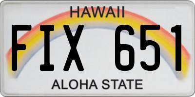 HI license plate FIX651