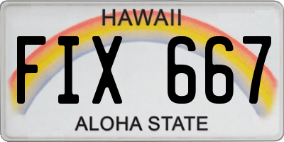 HI license plate FIX667