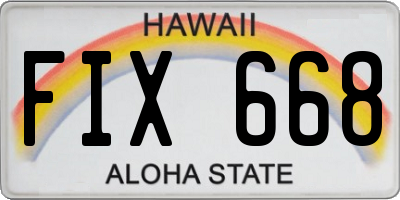 HI license plate FIX668