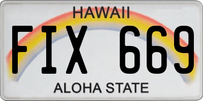 HI license plate FIX669