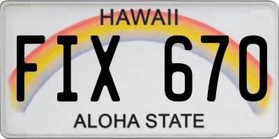 HI license plate FIX670